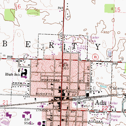 Topographic Map of Township of Liberty, OH