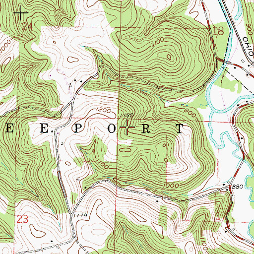 Topographic Map of Township of Freeport, OH
