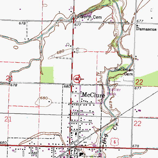Topographic Map of Township of Damascus, OH