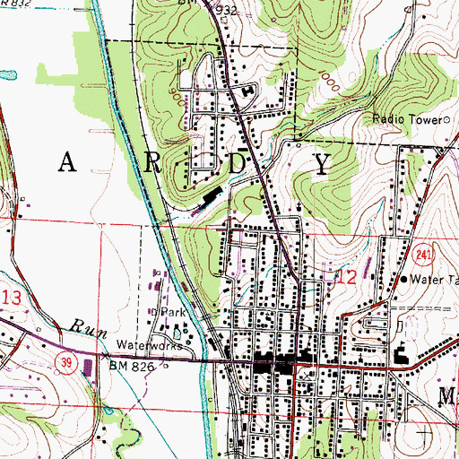 Topographic Map of Township of Hardy, OH