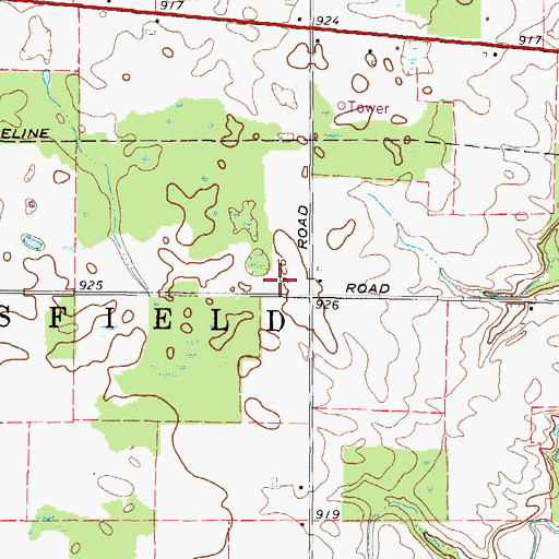 Topographic Map of Township of Clarksfield, OH