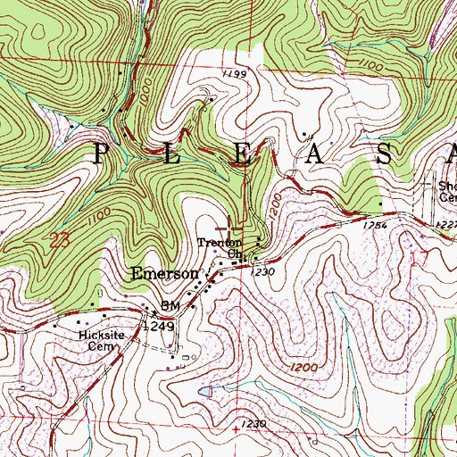 Topographic Map of Township of Mount Pleasant, OH