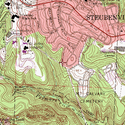 Topographic Map of City of Steubenville, OH