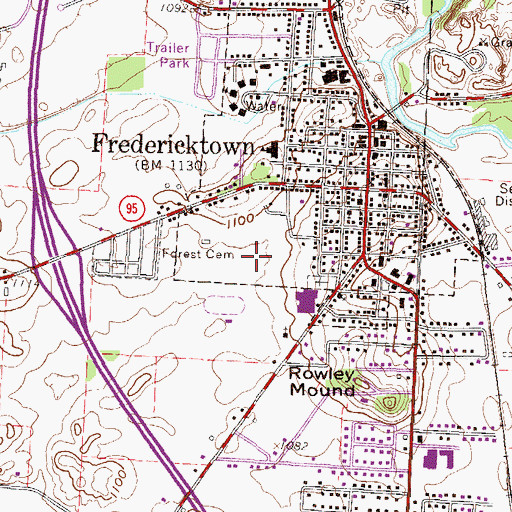 Topographic Map of Village of Fredericktown, OH