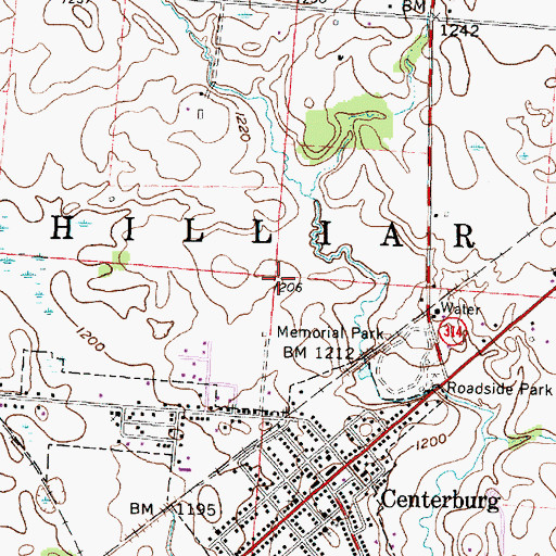 Topographic Map of Township of Hilliar, OH