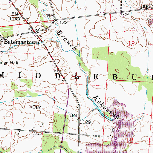 Topographic Map of Township of Middlebury, OH