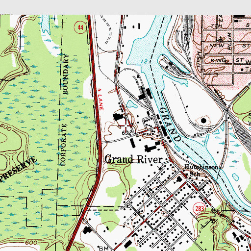 Topographic Map of Village of Grand River, OH