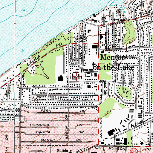 Topographic Map of City of Mentor-on-the-Lake, OH