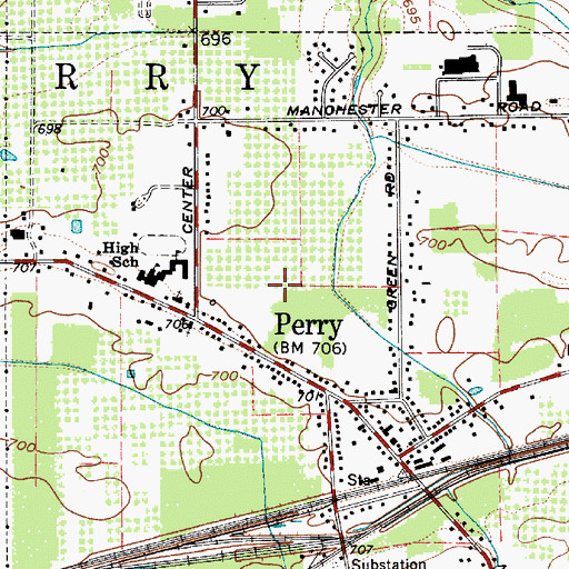 Topographic Map of Village of Perry, OH