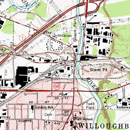 Topographic Map of City of Willoughby, OH