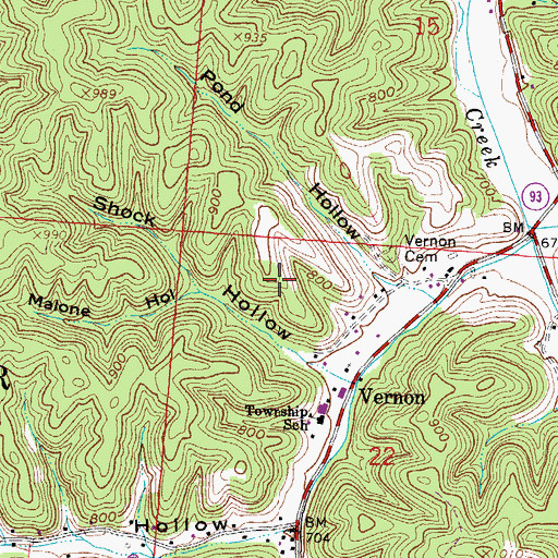 Topographic Map of Township of Decatur, OH