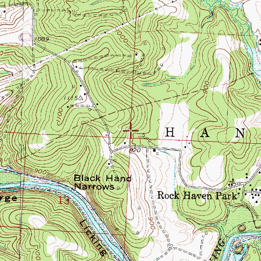 Topographic Map of Township of Hanover, OH