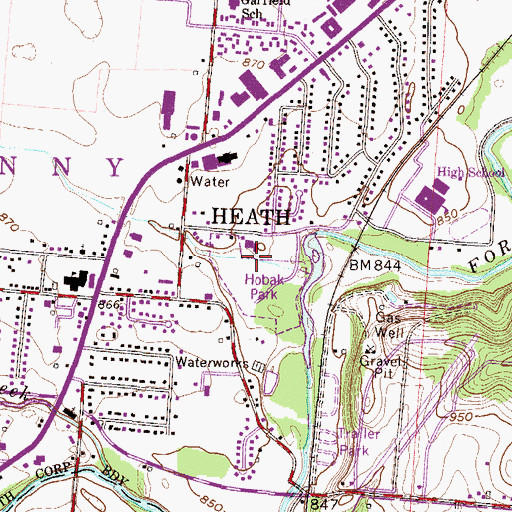 Topographic Map of City of Heath, OH