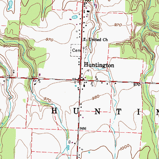 Topographic Map of Township of Huntington, OH