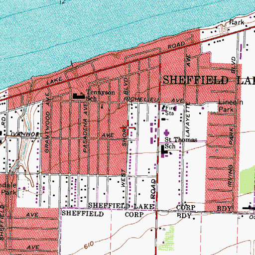 Topographic Map of City of Sheffield Lake, OH