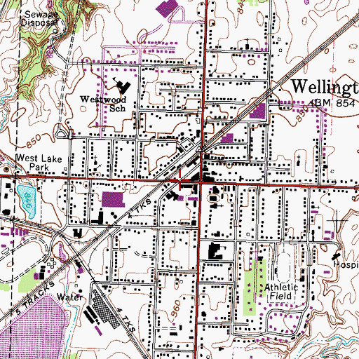 Topographic Map of Township of Wellington, OH