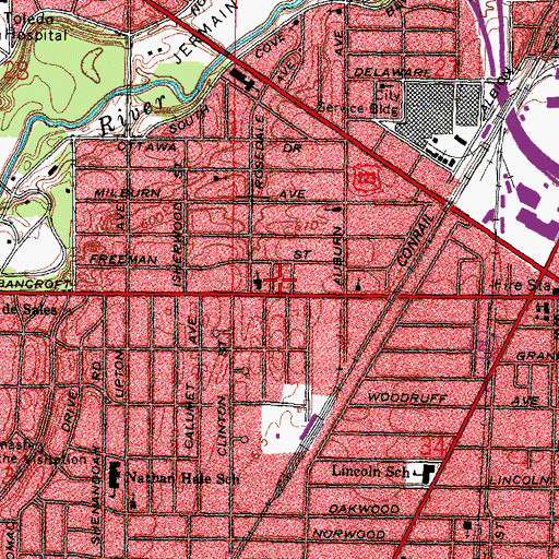 Topographic Map of City of Toledo, OH