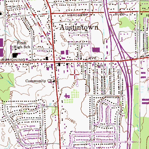 Topographic Map of Township of Austintown, OH