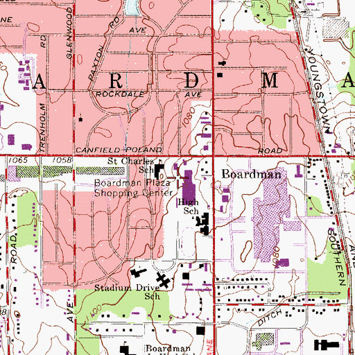 Topographic Map of Township of Boardman, OH