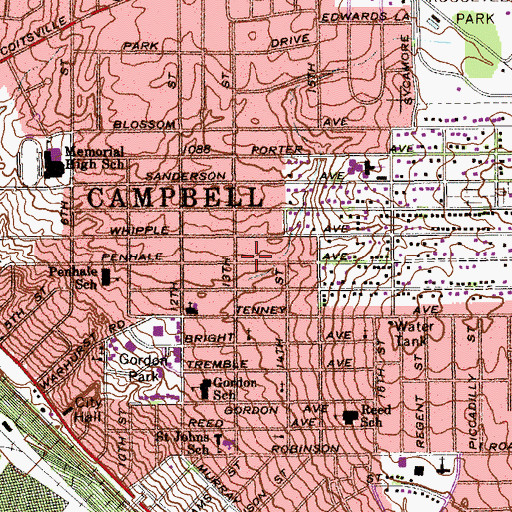 Topographic Map of City of Campbell, OH