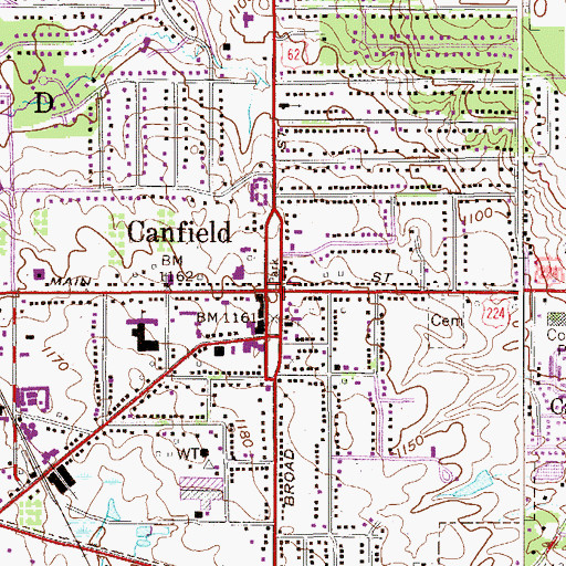 Topographic Map of Township of Canfield, OH