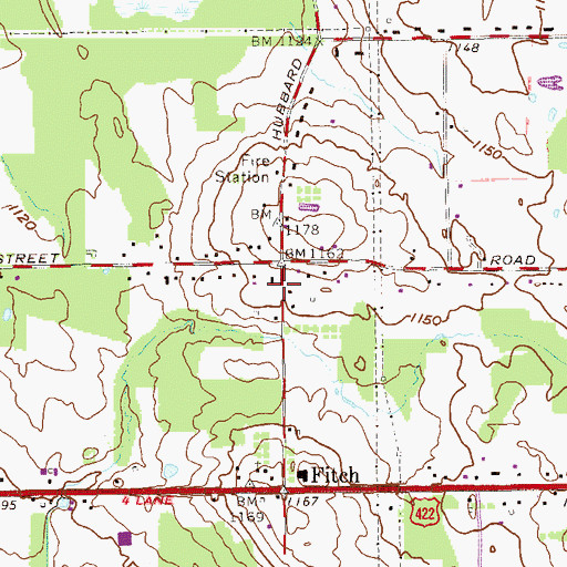 Topographic Map of Township of Coitsville, OH