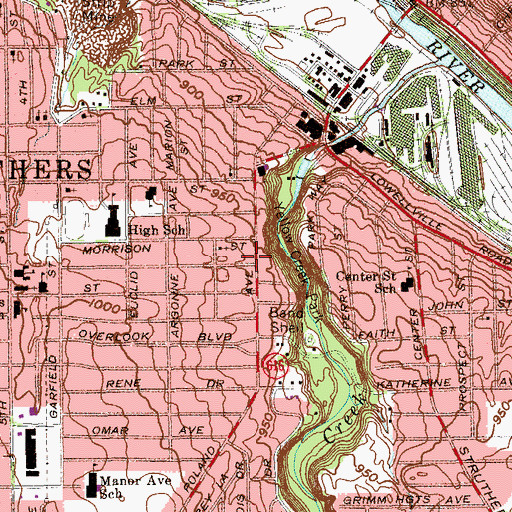 Topographic Map of City of Struthers, OH