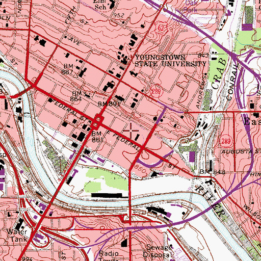 Topographic Map of City of Youngstown, OH