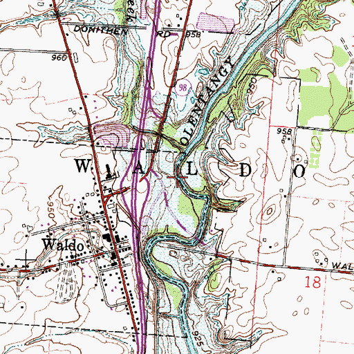 Topographic Map of Township of Waldo, OH