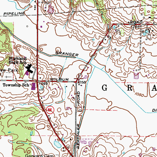 Topographic Map of Township of Granger, OH
