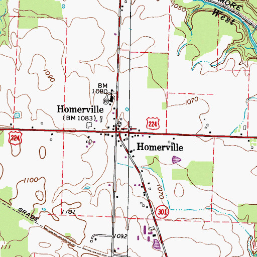 Topographic Map of Township of Homer, OH