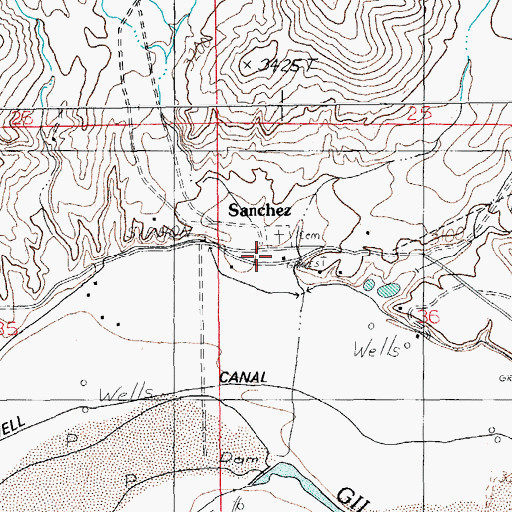 Topographic Map of Sanchez, AZ