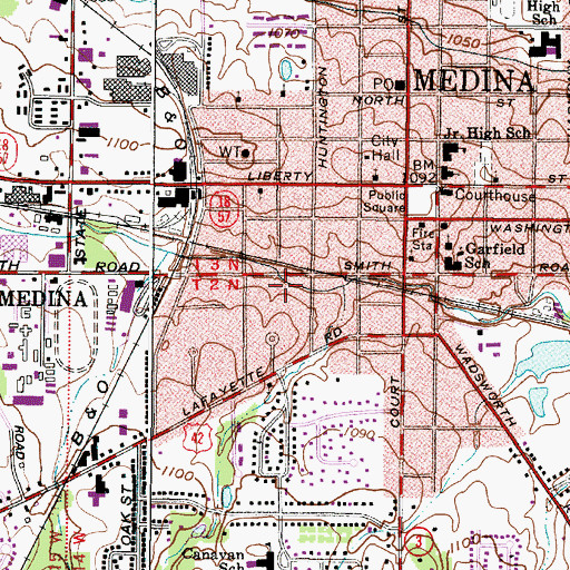 Topographic Map of City of Medina, OH