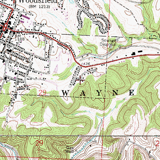 Topographic Map of Township of Center, OH