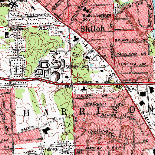Topographic Map of Township of Harrison, OH
