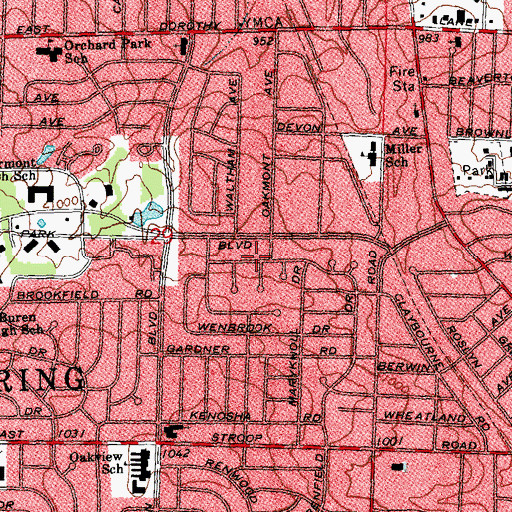 Topographic Map of City of Kettering, OH