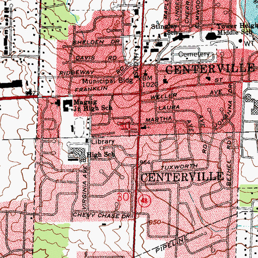 Topographic Map of Township of Washington, OH