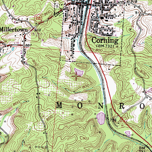 Topographic Map of Township of Monroe, OH
