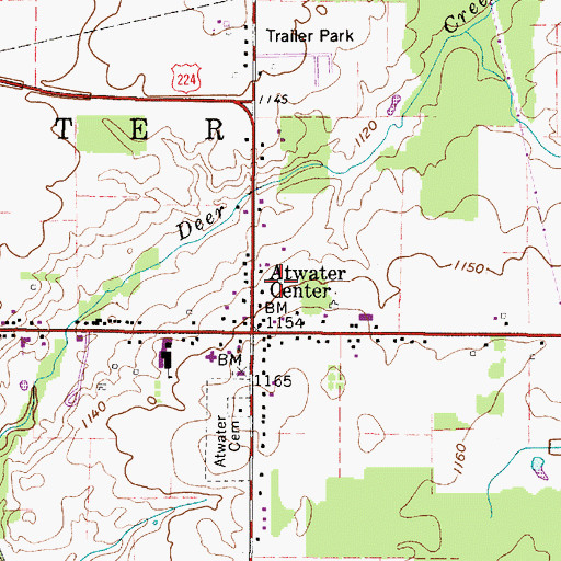 Topographic Map of Township of Atwater, OH