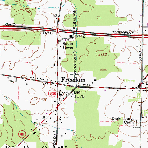 Topographic Map of Township of Freedom, OH