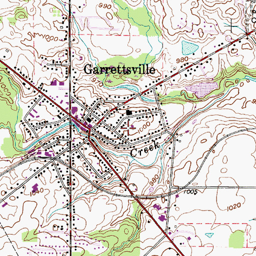 Topographic Map of Village of Garrettsville, OH