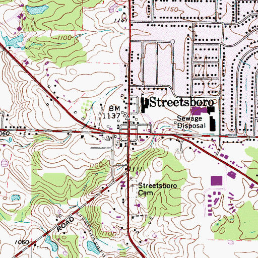 Topographic Map of City of Streetsboro, OH