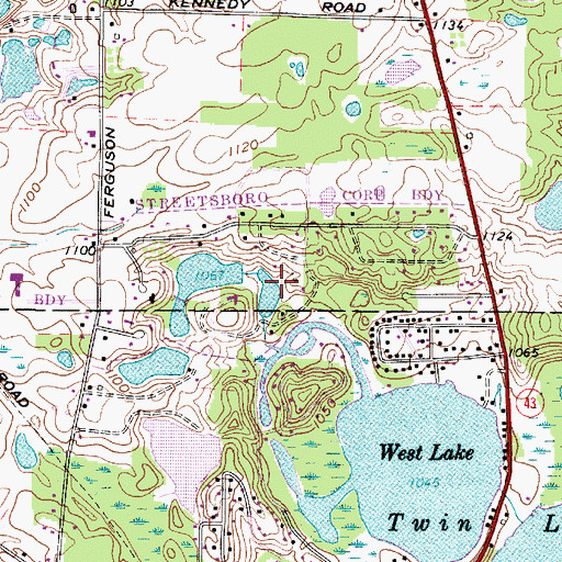 Topographic Map of Village of Sugar Bush Knolls, OH