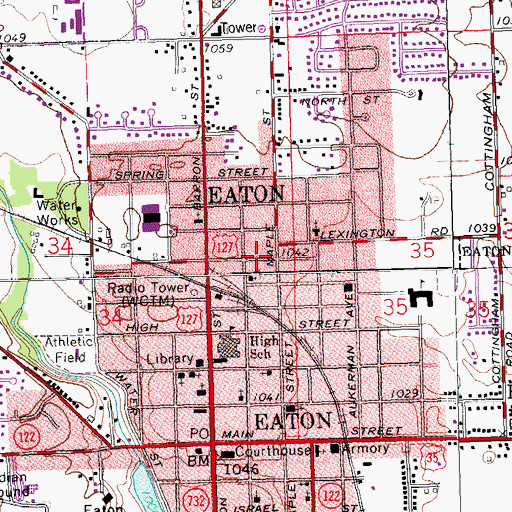 Topographic Map of City of Eaton, OH