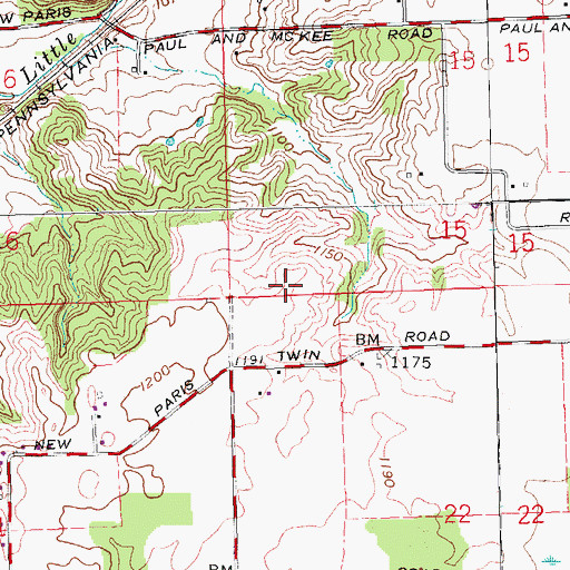 Topographic Map of Township of Jefferson, OH