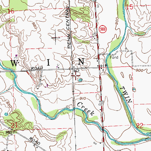 Topographic Map of Township of Twin, OH