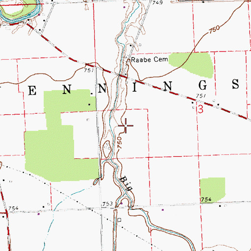 Topographic Map of Township of Jennings, OH