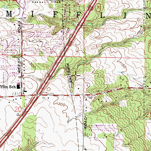 Topographic Map of Township of Mifflin, OH