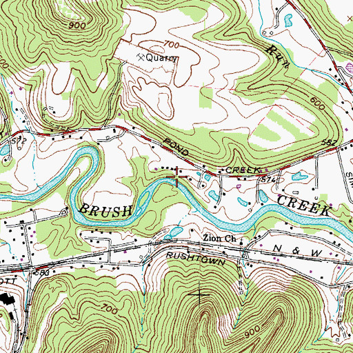 Topographic Map of Township of Rush, OH