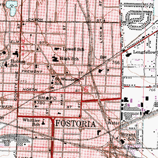 Topographic Map of City of Fostoria, OH